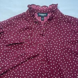 Express Portofino Ruffle Collar Button Down Chiffon Blouse Top Size XS